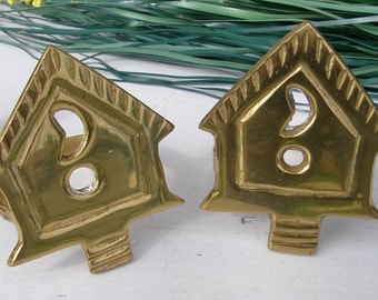 Vintage Napkin Rings, Brass Birdhouse Napkin Rings, Set of 4 Brass Napkin Holders, Brass Table Decor
