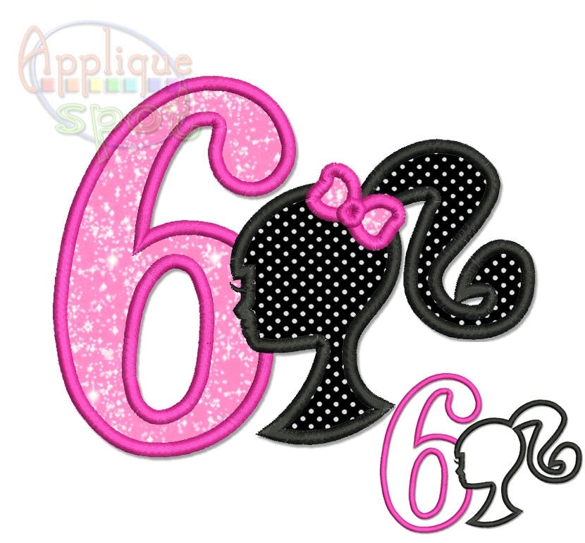 Barbie Sixth 6th Birthday 5 Sizes Included 4x4 5x7 By Appliquespot 