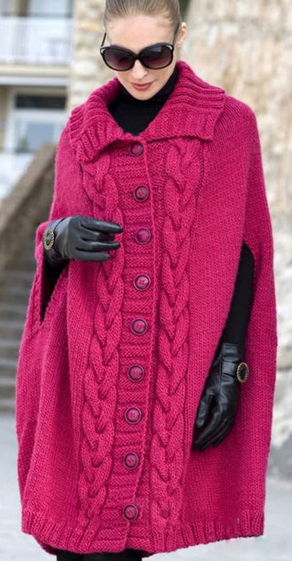 Womens knitted cloak poncho boho cape palantine capelet cloak