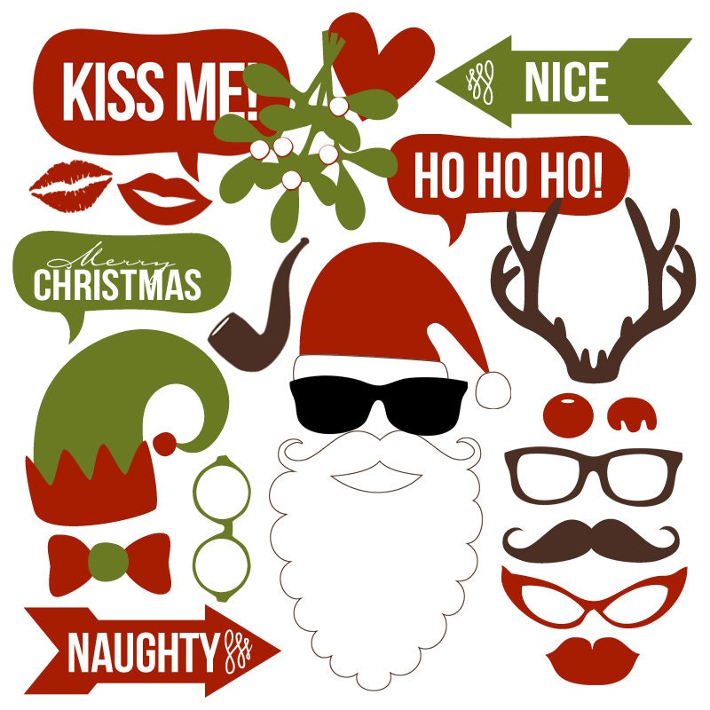 Christmas Photo Booth Props Collection Printable Instant