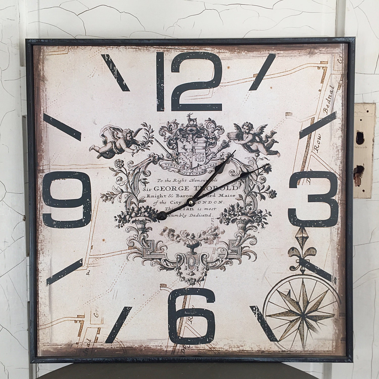 Large Clock Square Clock Wood French Provincial Wall Clock