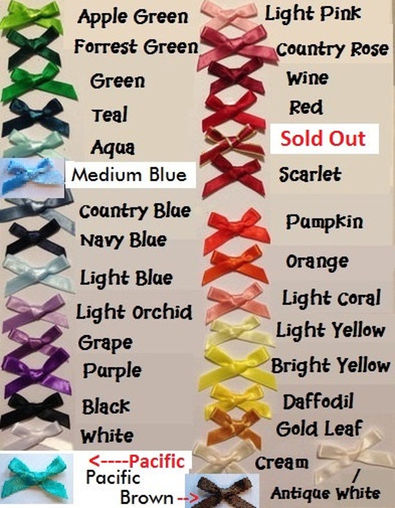 100 Bows Color Choice Sewing PretiedSatin Bows by CardsCraftsnMore