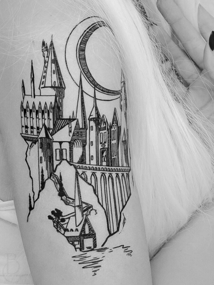 magic castle linework tattoo magic castle linework tattoo