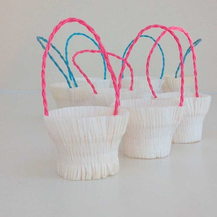 6 Crepe Paper Baskets Old Fashioned Candy Cups by