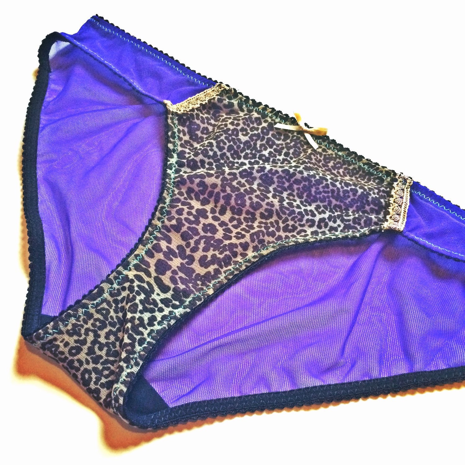 Sheer Mesh Knickers // Leopard Print Knickers // Sheer Purple
