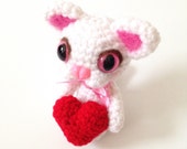 Amigurumi Cat Crochet Cat Crochet Valentine's Day Heart Crochet Doll Plush Stuffed Animal Kawaii Cat White Cat Valentine's Day Gift Ideas