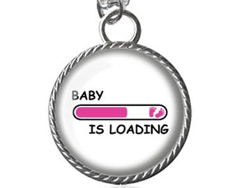 New Mother Necklace, Baby Loading Necklace, Boy, Girl, Baby Shower, Expecting Mom, Gifts For Her Image Pendant Key Chain Handmade