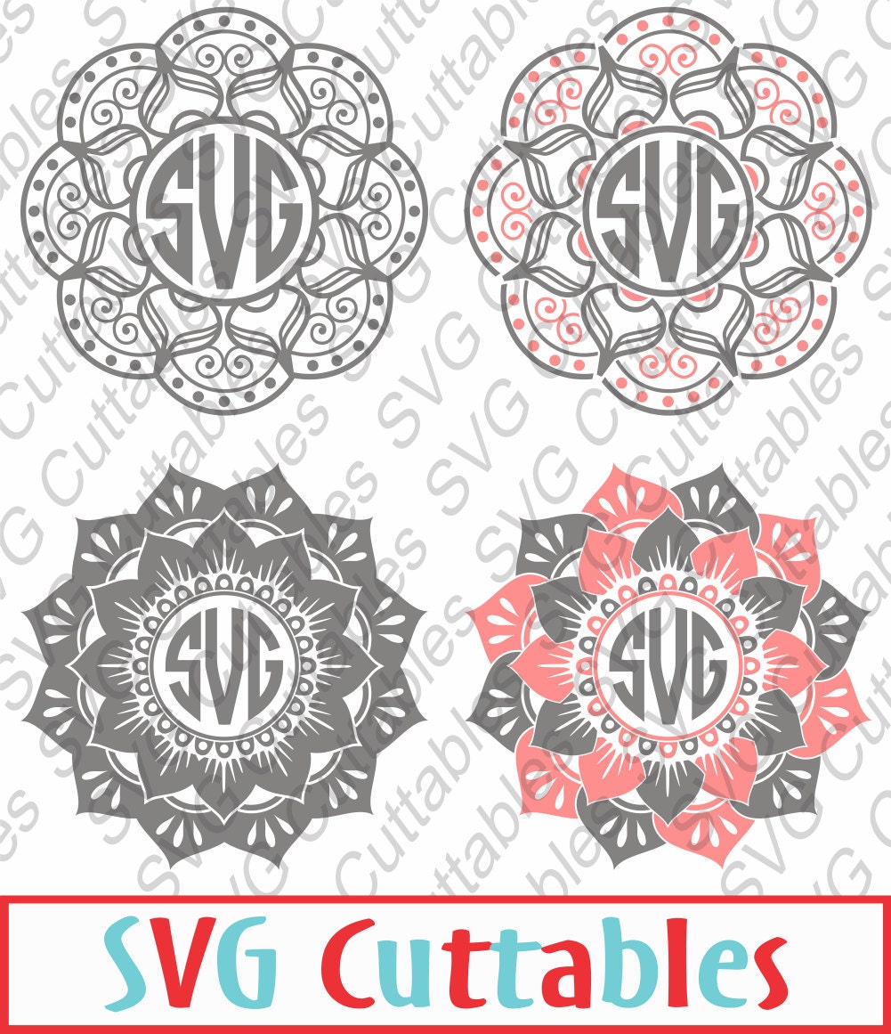 Mandala Monogram Frame SVG, EPS, DXF, Vector, Digital Cut ...
