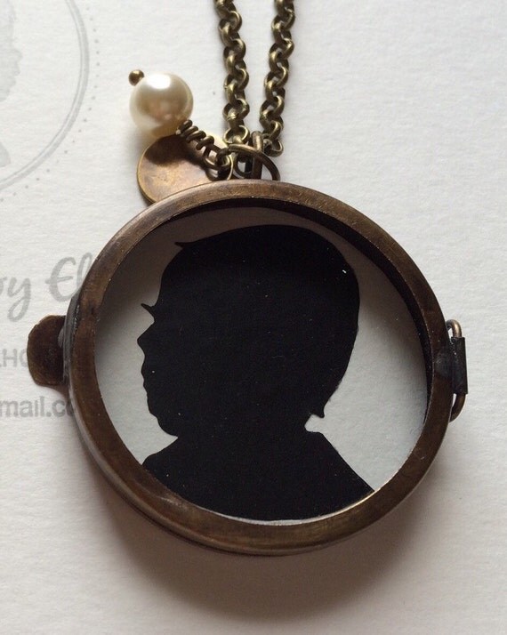Shadow Box Locket Pendant with Custom Child by SilhouettesbyElle