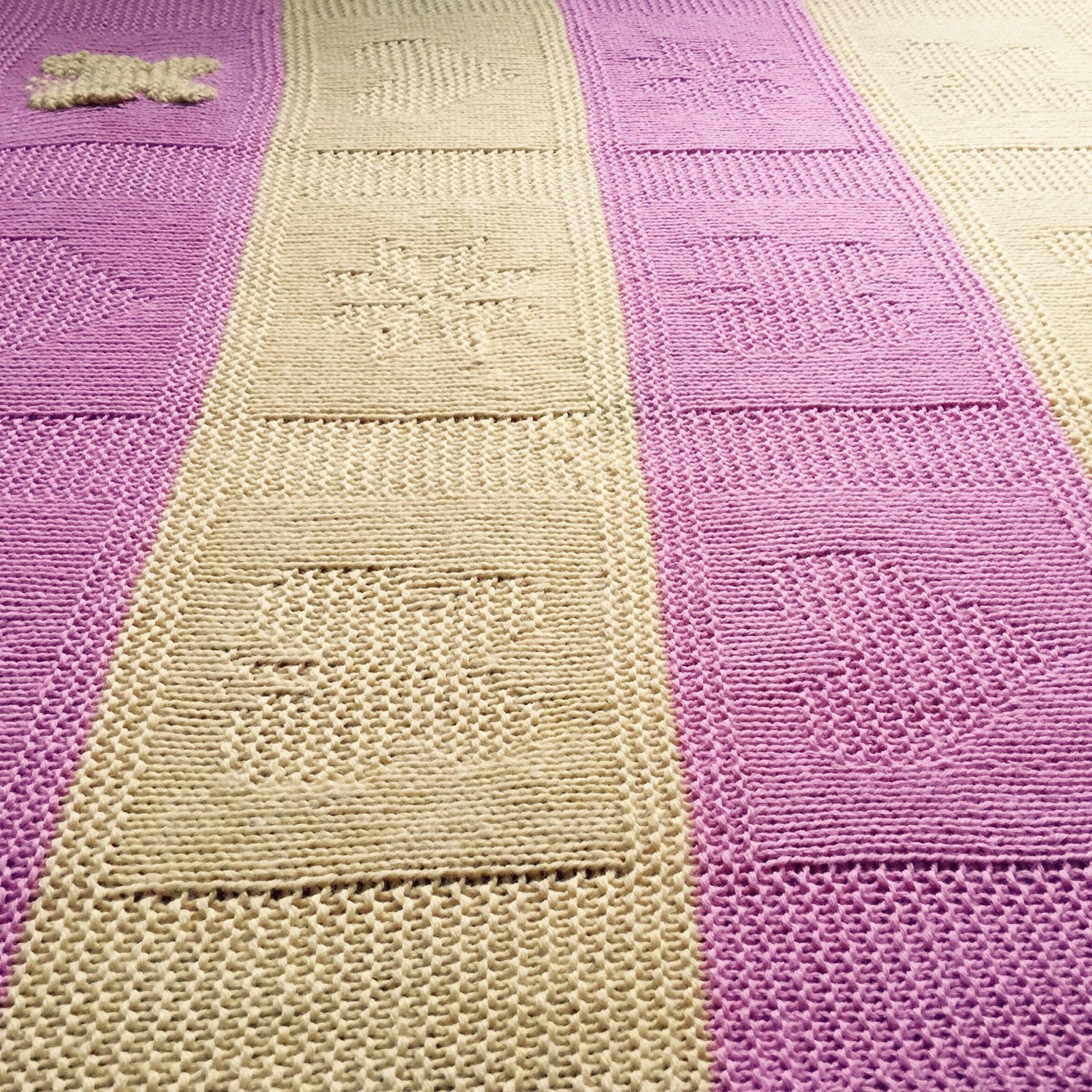 Yellow and Pink Baby Blanket by TwinsKnits on Etsy