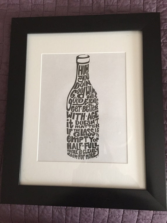 Framed Word Art Wine Bottle Wall Decor Wine Print Wine