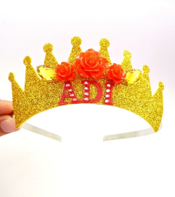 Personalizada diadema princesa BELLE corona, la bella y la bestia, Belle Rose Tiara,