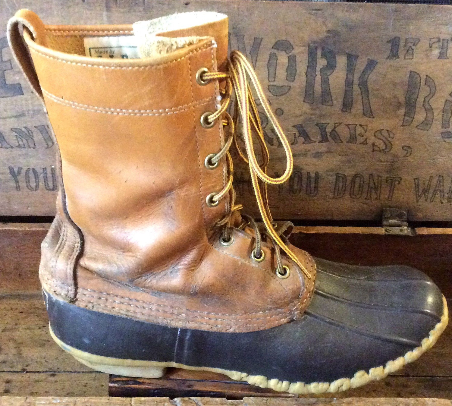 Vintage L.L. Bean Leather and Rubber Duck Boots Freeport Maine