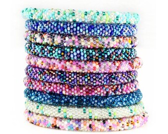 Design Your Own Confetti Style Nepal Roll On Bracelet in YOUR Colors | Handmade Custom Jewelry | Mixed Glass Seed Bead Bracelets from Nepal