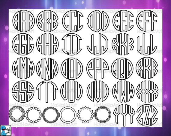 circle three letters alphabet outline cutting files svg png