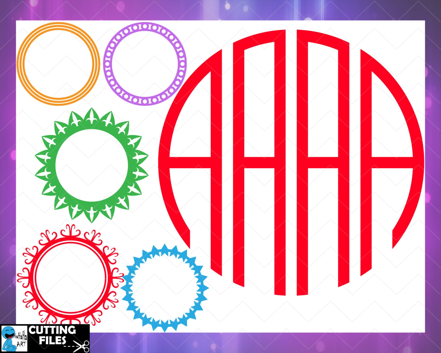 Download Circle Monogram Alphabet 4 letters - Cutting files SVG dxf ...