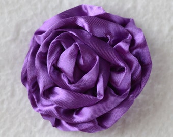 3 inch Rose Hair Flowers, Wholesale Satin Roses for Baby Headbands, Lot of 1, 2, 5 or 10 - Purple