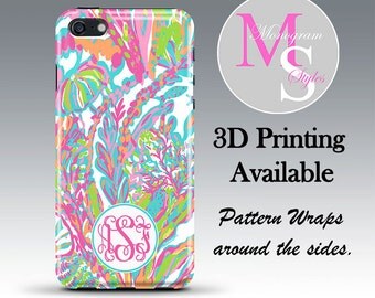 Monogram iPhone 7 Case Personalized Phone Case Lilly Pulitzer Inspired Monogrammed Case Iphone 6, 4, 4S iPhone 5, 5S, 5C iPhone 6 Plus #2634