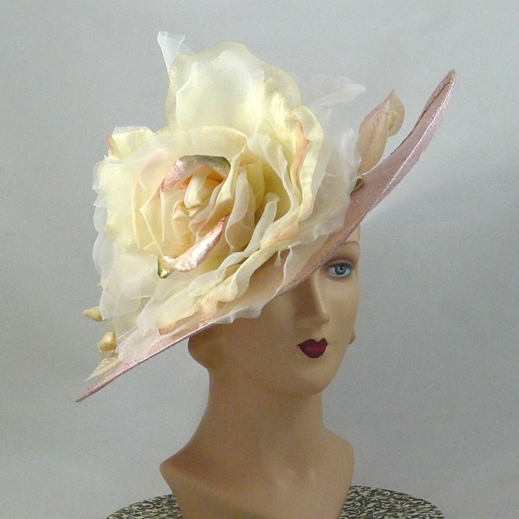 Garden Party Portrait hat in Pink with by JenniferMillinery