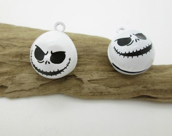 White Metal Goblin Jingle Charm, Halloween Bead, Ghost Charm, Earring Dangle, Bracelet Charm 25mm (4)