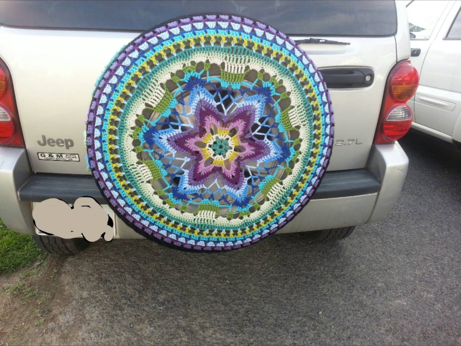 Multi color Crochet Spare Tire Cover WITHOUT SIDE FLOWER