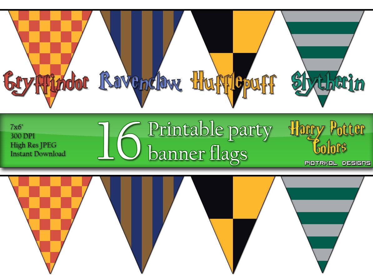 Party Banner Flags in Harry Potter Colors Printable by piotrkol