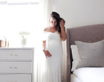 Maternity gown / maternity dress / convertible baby shower dress- The fitted wrap dress