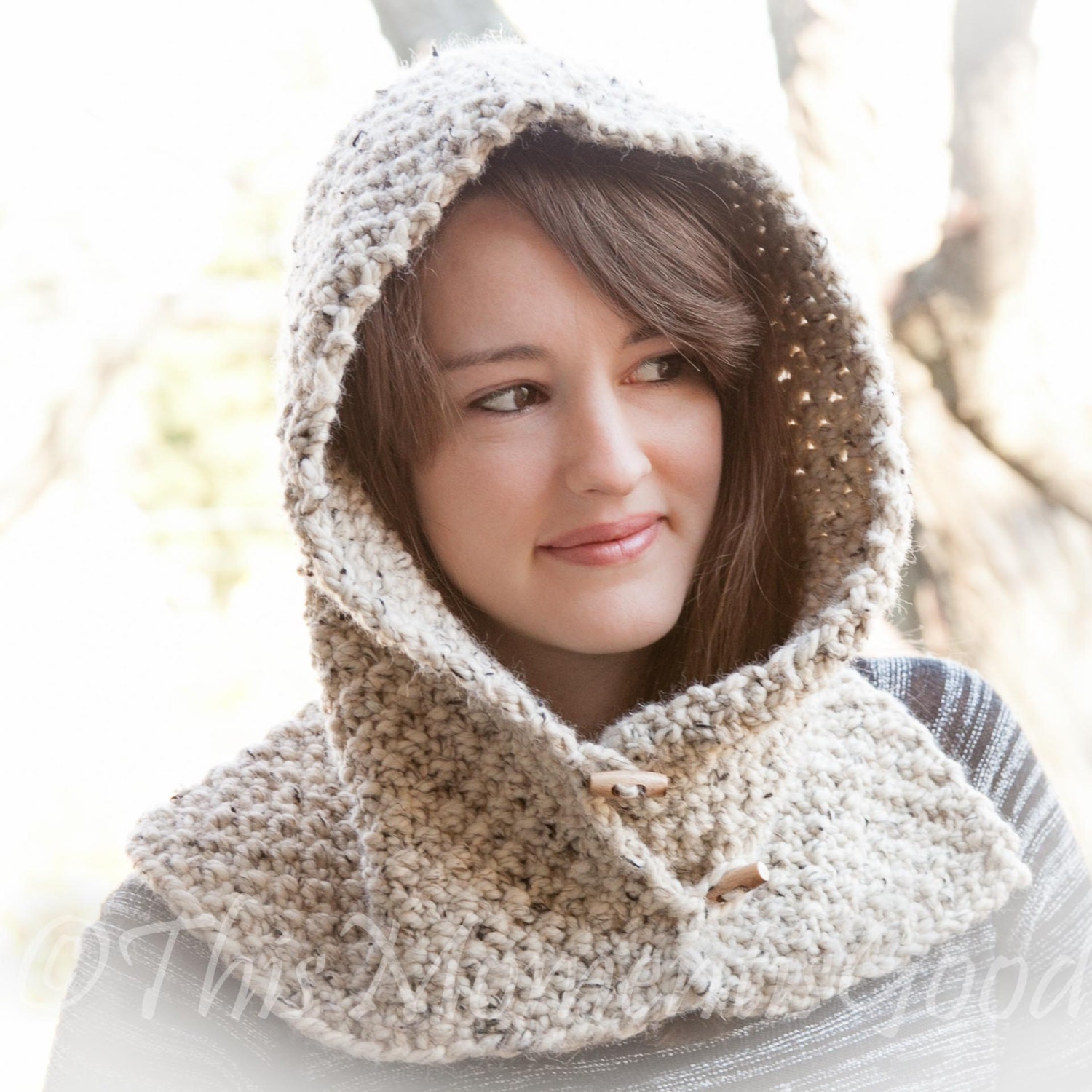 Loom Knit Hood With Cowl PATTERN. Child Teen & Adult Sizes.