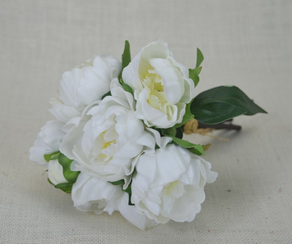 Off White Cream Real Touch Flowers Peony Bouquets for Wedding