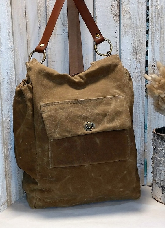 Waxed Canvas Diaper Bag / Backpack / Book Bag / by JPotterDesigns