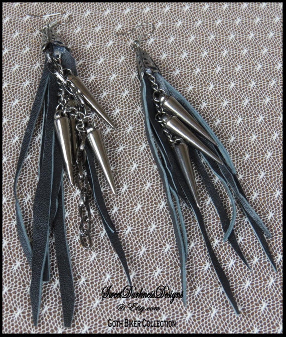 SPIKES Earrings Gothic Biker EARRINGS dark by SweetDarknessDesigns