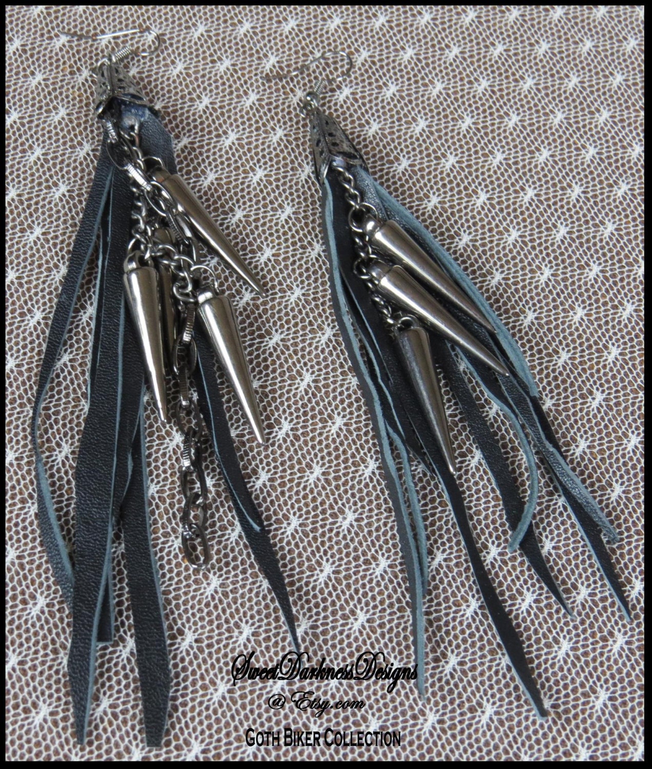 SPIKES Earrings Gothic Biker EARRINGS dark by SweetDarknessDesigns