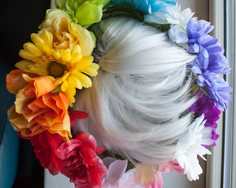 PRIDE Rainbow Flower Crown (fits most adult sized heads)