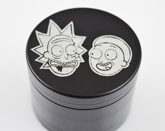 Rick And Morty 2.2" Laser Etched 4 Piece Metal Herb Grinder