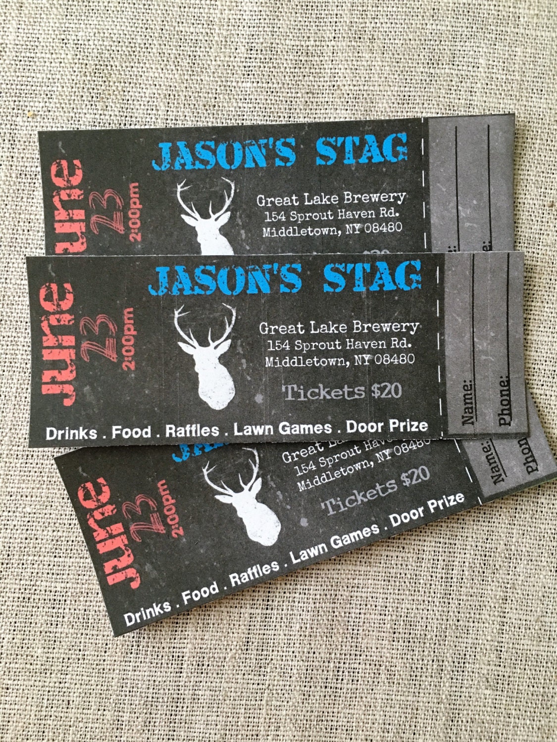 STAG BUCK Bachelor EVENT Tickets Diy Digital Printed