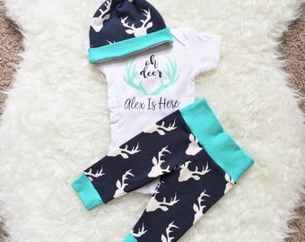 Oh Deer I'm Here, Going Home Outfit Boy, Newborn Boy Coming Home Outfit, Oh Deer Going Home Outfit, Oh Deer Outfit, Newborn Baby Boy