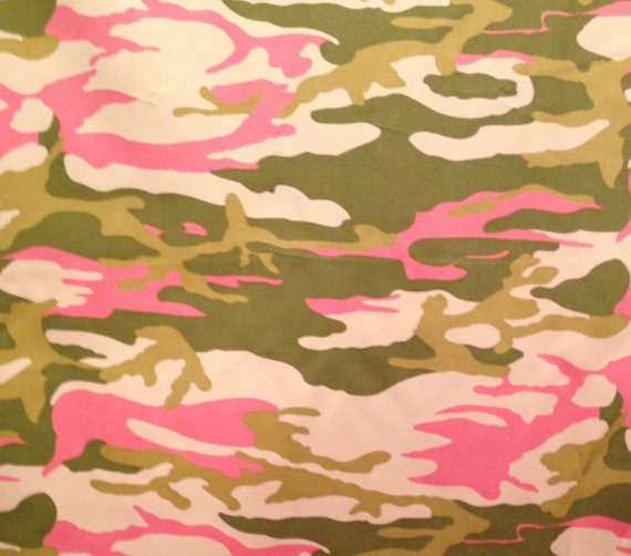 Pink Camouflage Print Cotton Twill FabricByTheYard