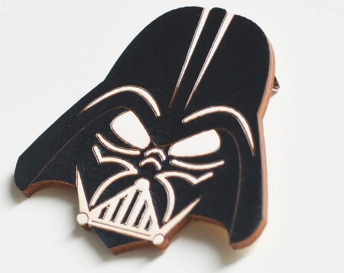 Darth Vader // Wooden brooch is covered with ECO paint // Laser Cut // 2016 Best Trends // Fresh Gifts // Swag Style // Star Wars //