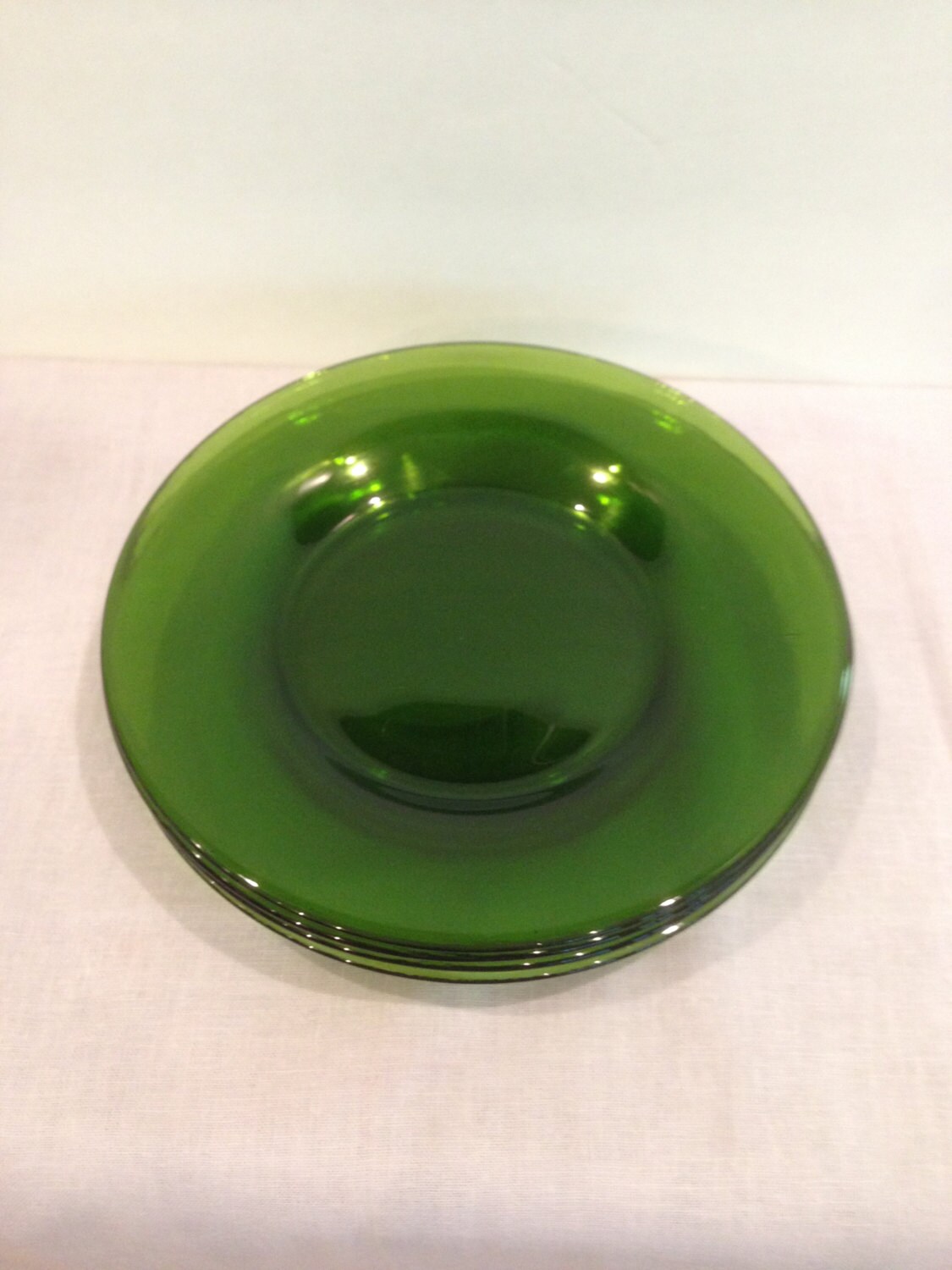 Vintage 4 Luncheon/Dessert/Salad Plates Antique Green Glass