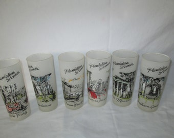 Vintage Mid Century Tom Collins Great Iced Tea Glasses Southern Designs Set of 6 Tumblers Glasses