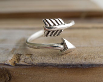 Open Wrap Arrow Ring, Sterling Silver Arrow Ring, Arrow Ring, Sterling Silver Rings For Women, Silver Wrap Ring, Bypass Arrow Ring, Boho