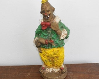 Vintage 1966 Universal Statuary Corp Chalkware Happy Clown #384