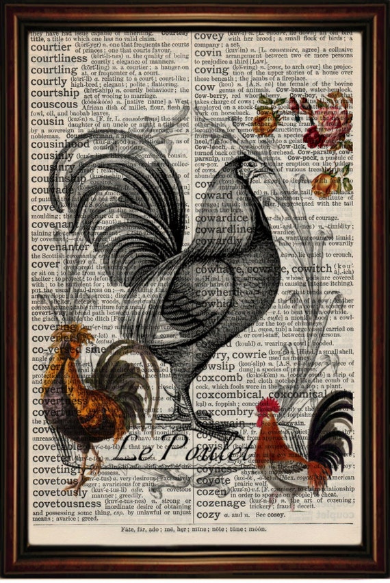 vintage chicken picture vintage Mounted Art Print. An
