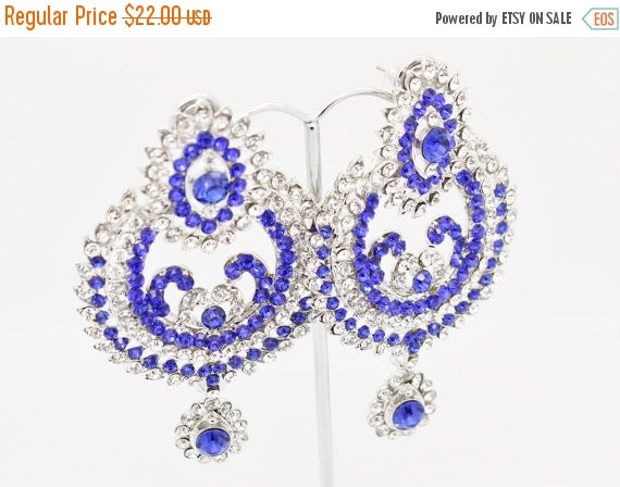 ON SALE Stunning Vintage Style Encrusted Royal Blue & by Glimour