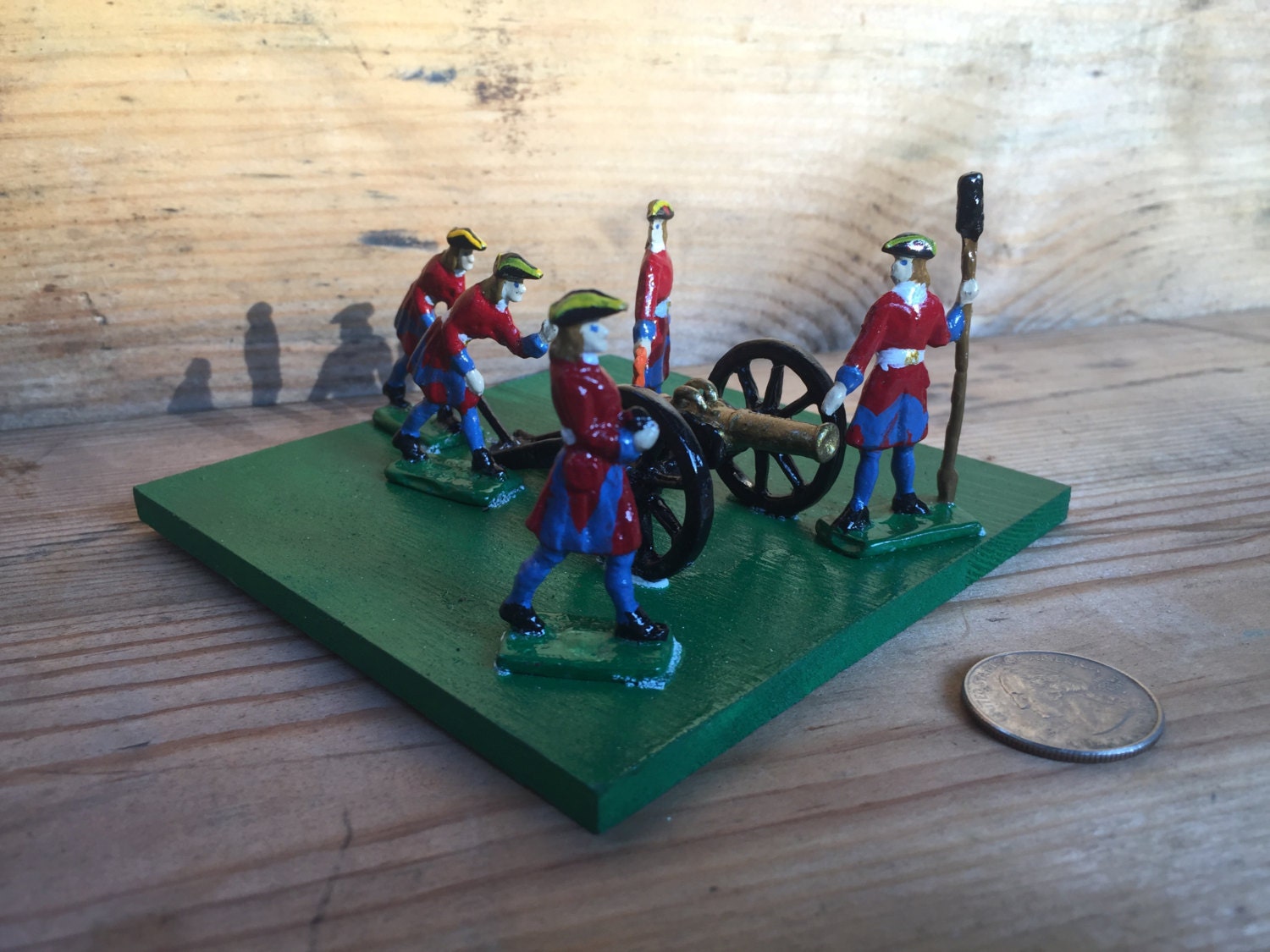 18th Century Pewter Toy Soldiers Painted Spanish Artillery