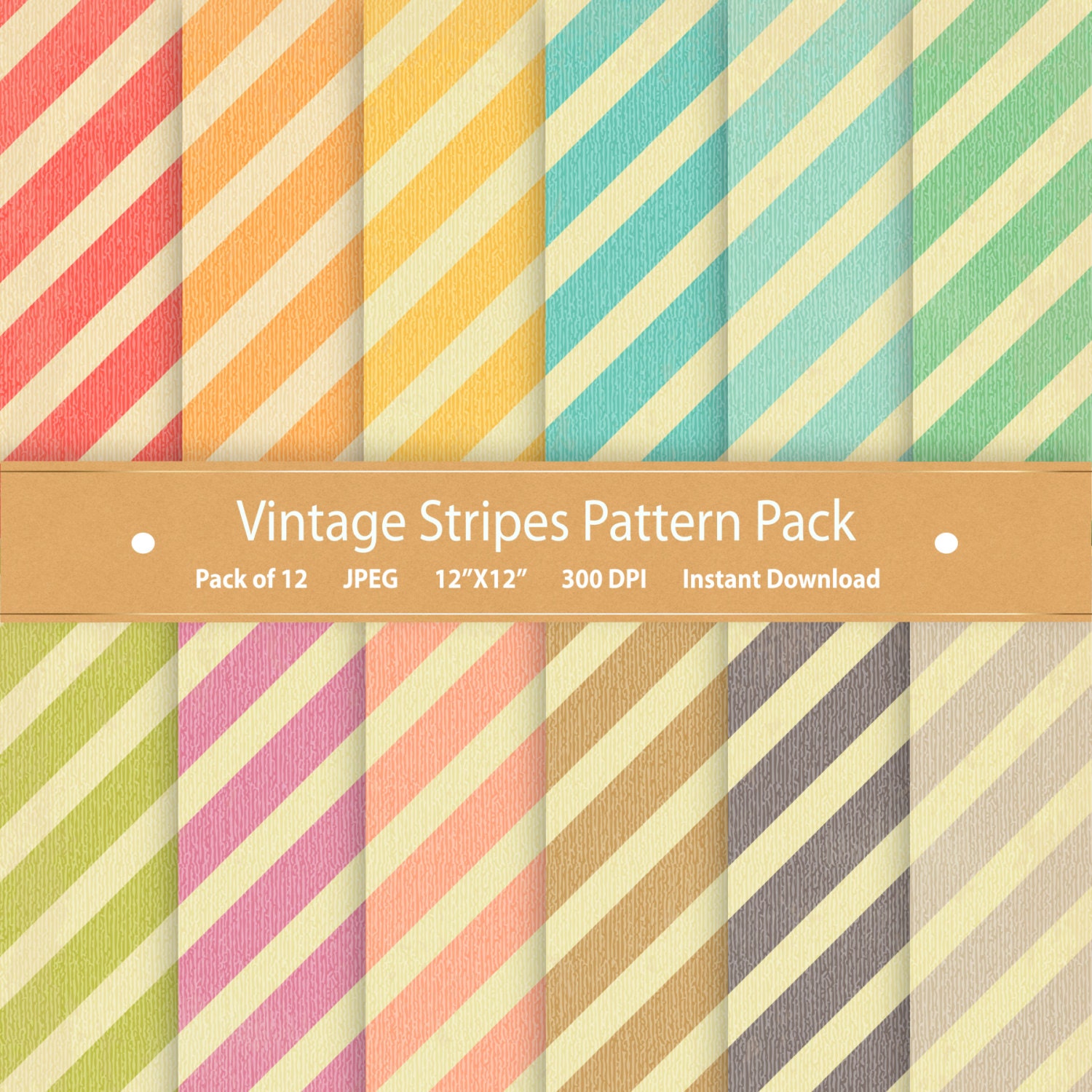 Digital Paper Stripe Scrapbooking Paper Vintage Stripes