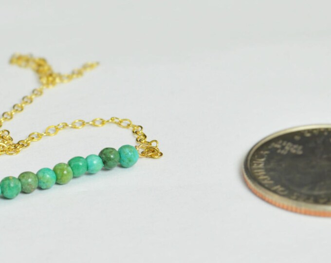 Turquoise Necklace, Gem Bar, Dainty 14k Gold Fill, Sterling Silver, Rose Gold, Green Necklace, Faceted Turquoise, Bar Necklace, Gold