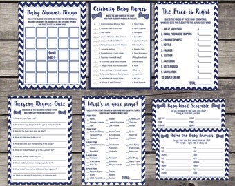 Little Man Baby Shower Game Package - Bingo - Price is Right - Whats in Your Purse - Activities - Boy Baby Shower 220