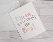 Mothers Day card Your simply the best Mothers Day card Typography Mothers Day card designed by Doodle Dot