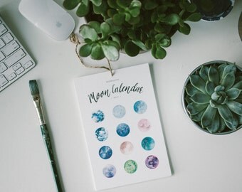 2017 Moon Wall and Desk Calendar, Wall Calendar, Moon Calendar, 2017 Calendar, Bohemian Calendar, Minimal Calendar, 6x9 inches